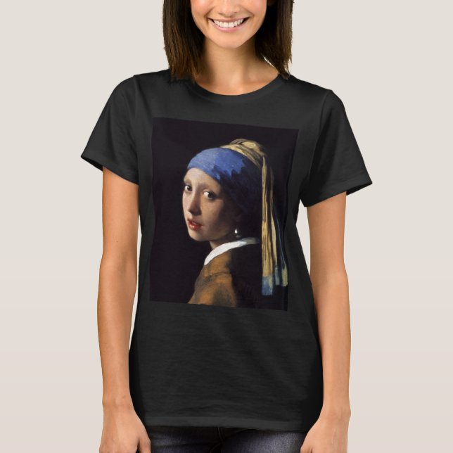 Camiseta El Chica con una perla por Johannes Vermeer (Anverso)