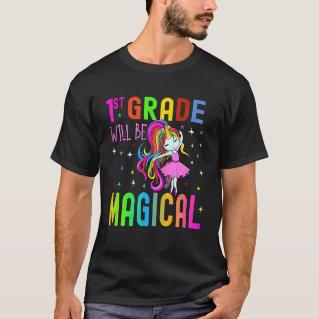 Camiseta El Chica Cute Unicornio 1er Grado Será Mágico (Anverso)