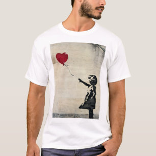 Camiseta El Chica De Banksy Con Un Globo Rojo