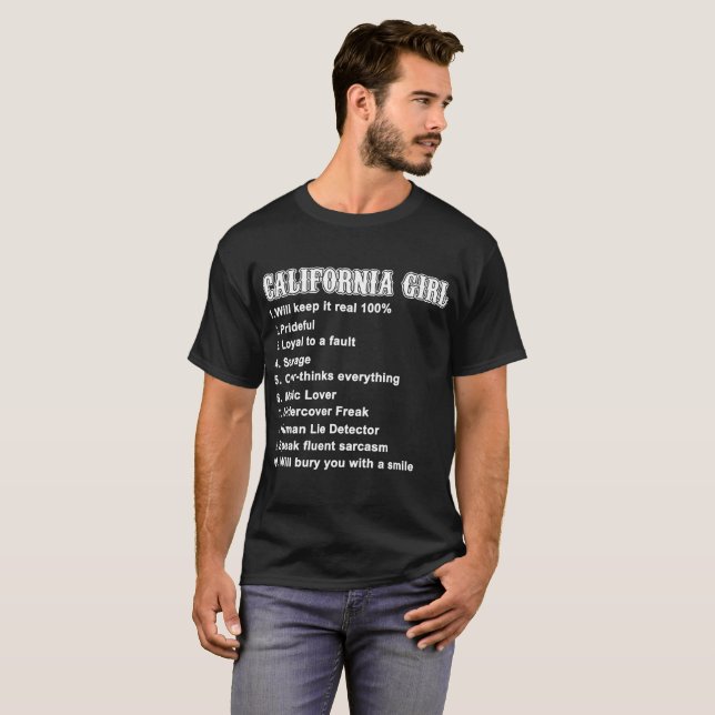 Camiseta el chica de California lo guardará lo el 100% (Anverso completo)