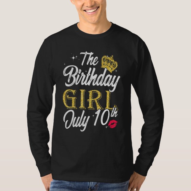Camiseta El Chica de cumpleaños 10 de julio Los labios rojo (Anverso)