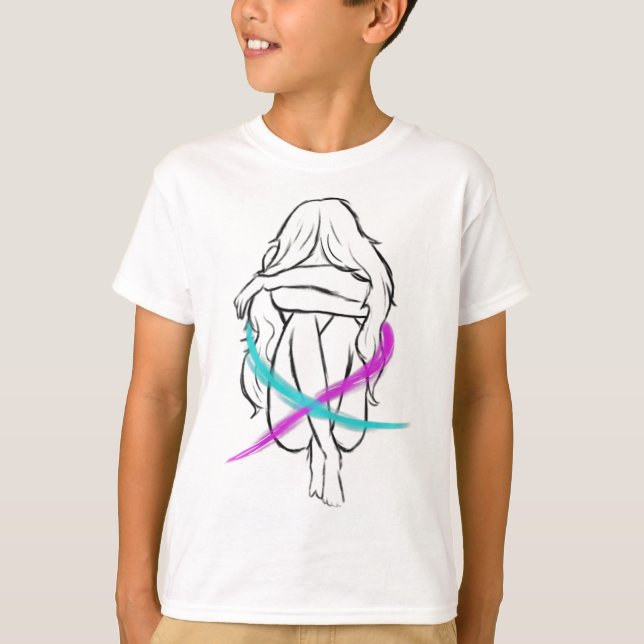 Camiseta El chica está llorando contra la prevención del su (Anverso)