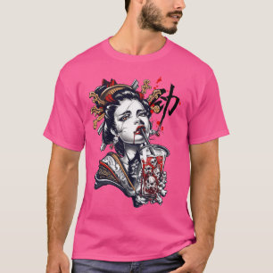 Camiseta El Chica japonés Geisha Vaporwave Cyberpunk Popart