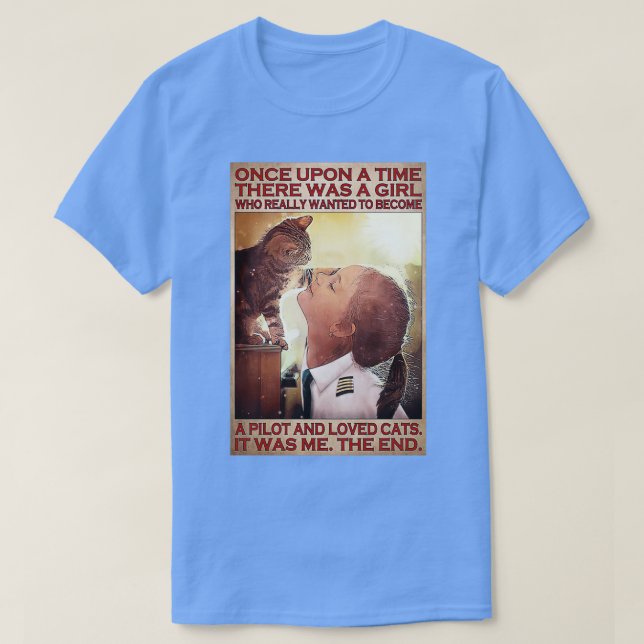 Camiseta El chica Piloto Amaba Al Gato De Vez En Cuando Hab (Diseño del anverso)