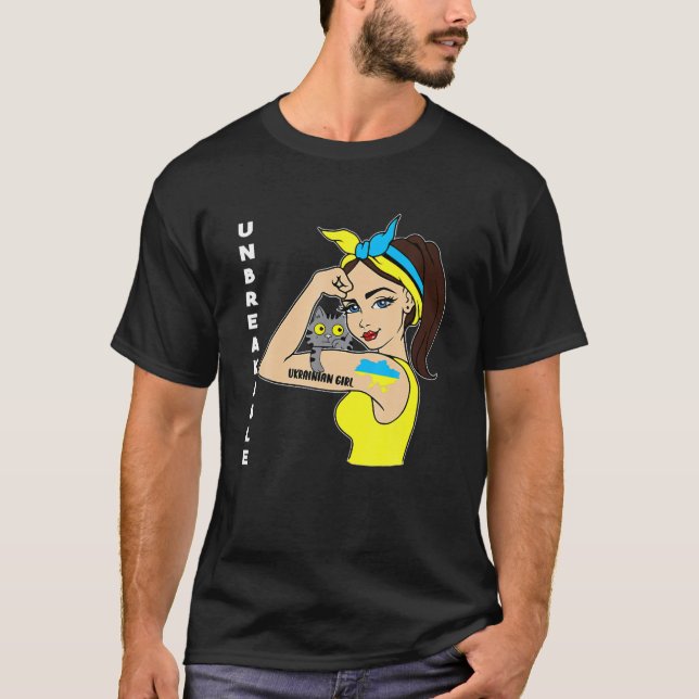 Camiseta El Chica Ucraniano Es Inquebrantable Y La Bandera  (Anverso)