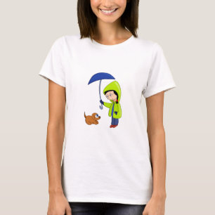Camiseta El chica y el perro en un día lluvioso