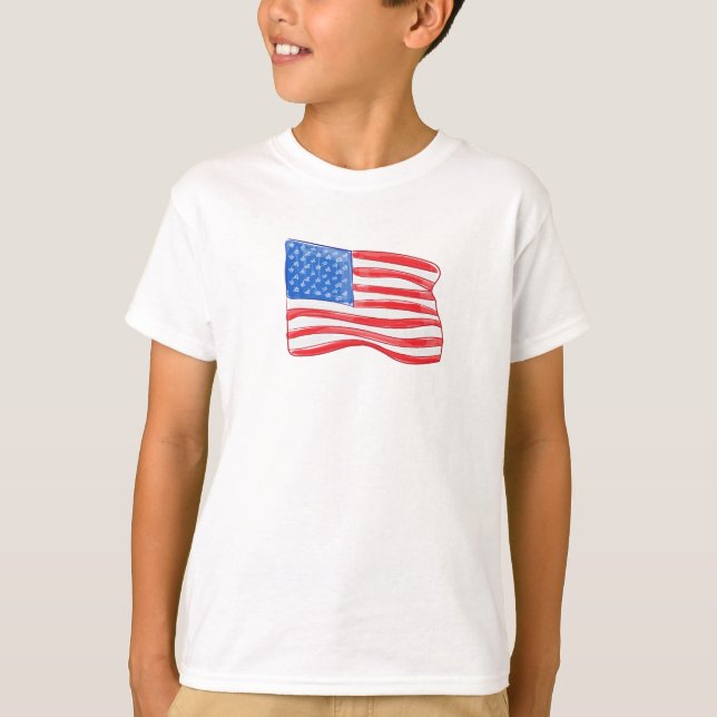 Camiseta El chico de la bandera estadounidense (Anverso)