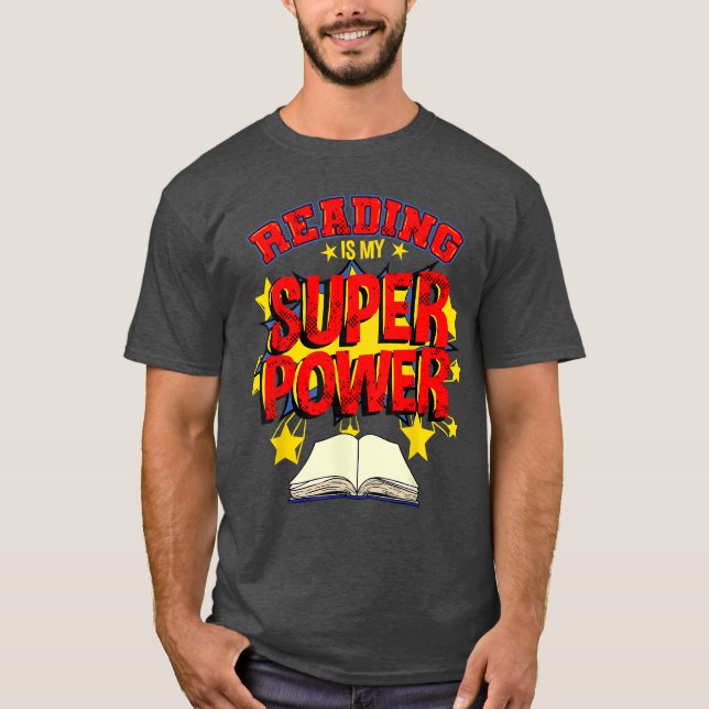 Camiseta El chico del cómic 'Leer es mi superpoder' (Anverso)