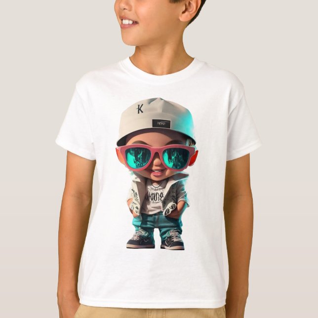 Camiseta El chico posa con ropa elegante hip hop (Anverso)