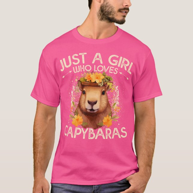 Camiseta El Chiguiro Floral Es Sólo Un Chica Que Ama A Los  (Anverso)