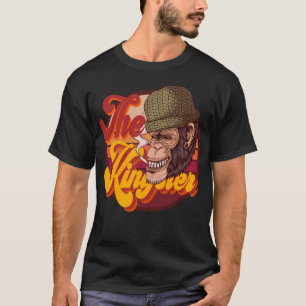 Camiseta El chimpancé divertido del mono del rey fumando