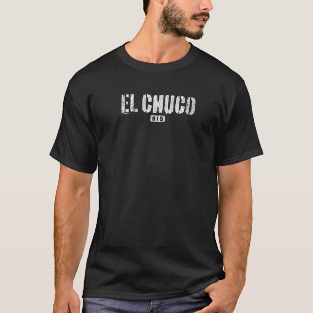 Camiseta EL CHUCO 915 El Paso TX Edgy Rough Stencil Design (Anverso)