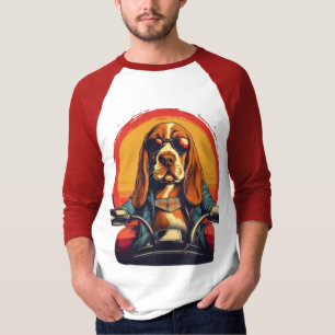 Camiseta El ciclista callejero basset de Guay al atardecer