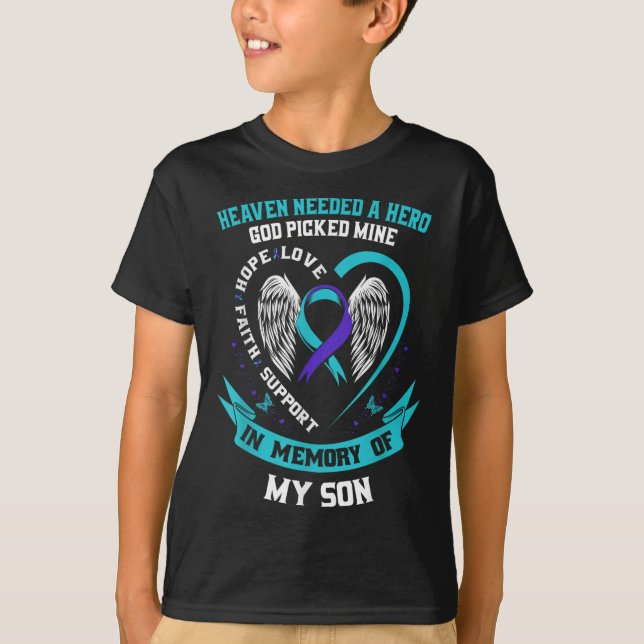 Camiseta El cielo necesitaba un héroe Dios eligió a mi hijo (Anverso)