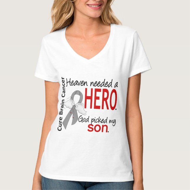 Camiseta El cielo necesitó a un hijo del cáncer de cerebro (Anverso)