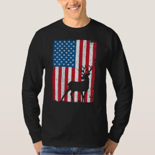 Camiseta El ciervo de cola blanca cazaba la bandera estadou