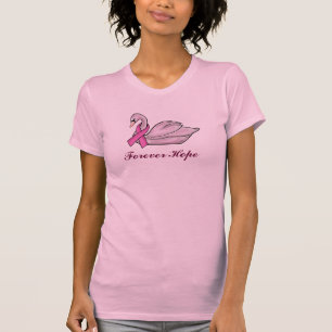 Camiseta El cisne del rosa del cáncer de pecho "espera par