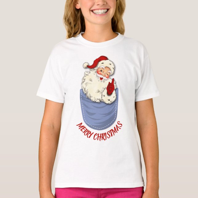 Camiseta El clásico Papá Noel en un niño de bolsillo (Anverso)