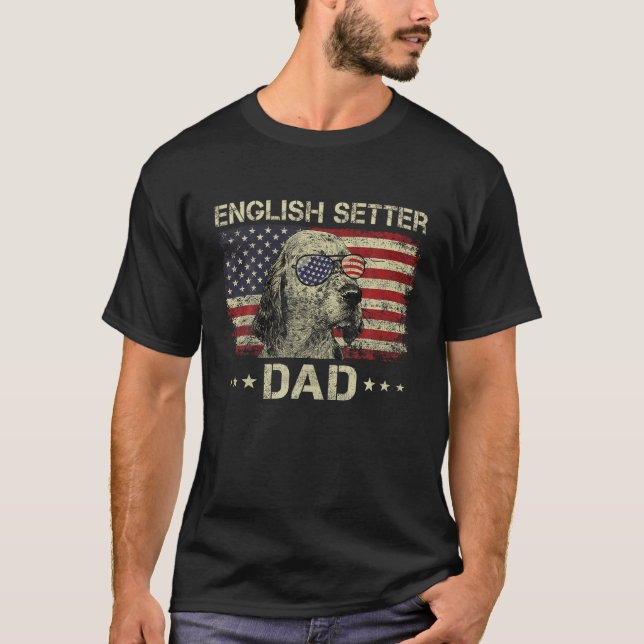 Camiseta El clasista inglés Dad Dog Ama La Bandera Estadoun (Anverso)