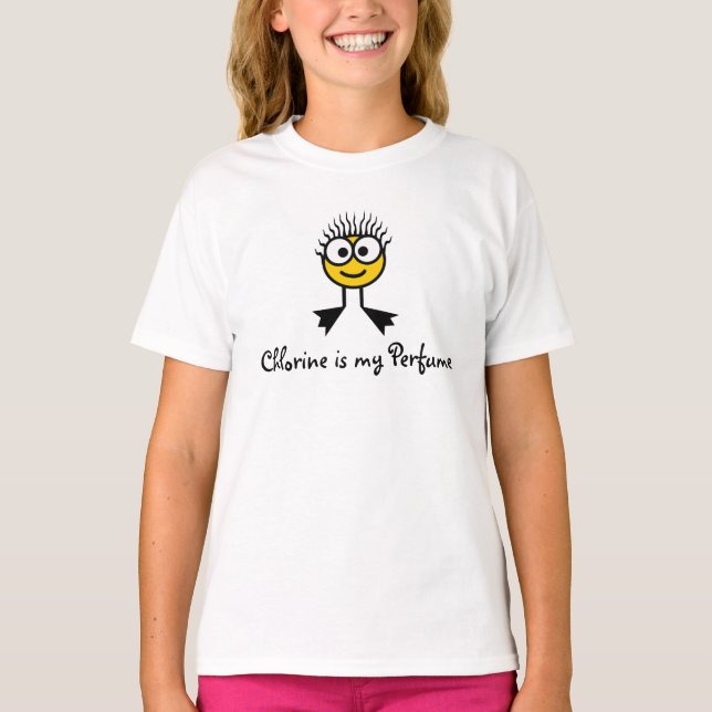 Camiseta El cloro es mi perfume - personaje de nadar amaril (Anverso)