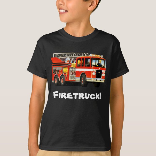 Camiseta El coche de bomberos de encargo del niño (Anverso)