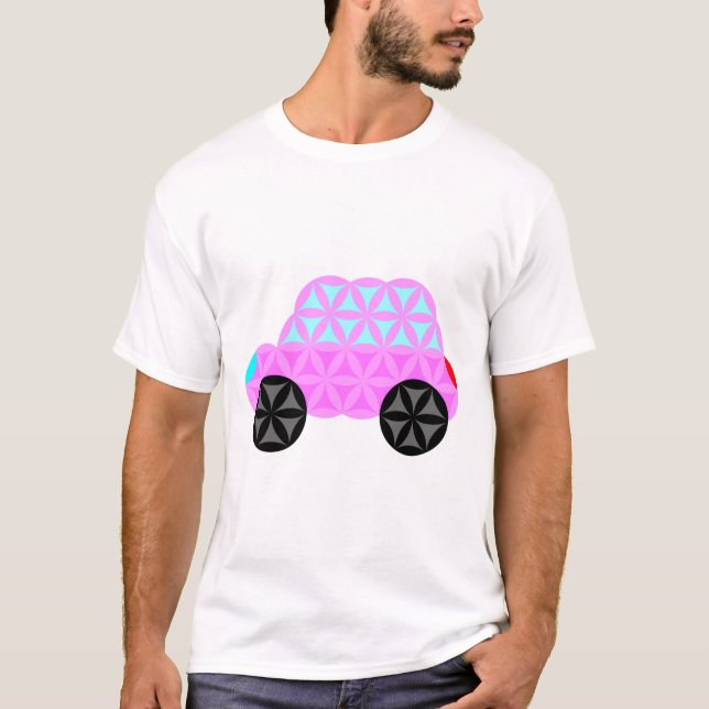 Camiseta El Coche De La Vida - Sagradas Formas A3.Pink. (Anverso)