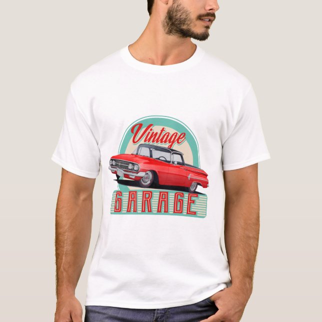 Camiseta El coche rojo clásico de los años 60 (Anverso)