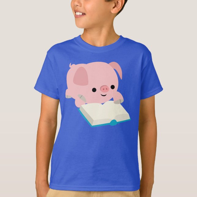 Camiseta El cochinillo lindo de la lectura del dibujo (Anverso)