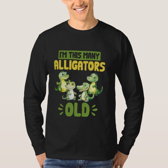 Camiseta El cocodrilo de 4 cumpleaños de este gran lagarto (Anverso)