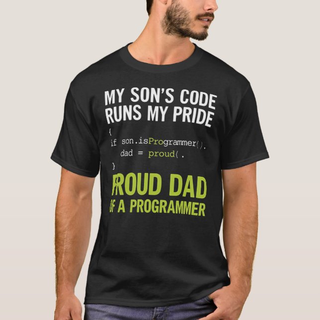 Camiseta El código de mi hijo hace funcionar mi orgullo (Anverso)
