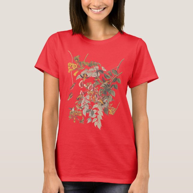 Camiseta El colibrí y las flores rotas de Audubon (Anverso)