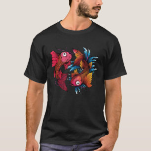 Camiseta El colorido estilo asiático Yin Yang Koi Fish japo