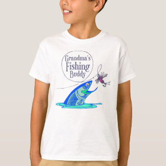 Camiseta El compinche de la pesca de la abuela embroma las