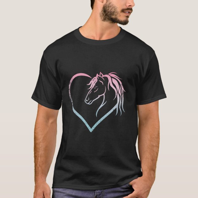 Camiseta Él Con Cabeza De Caballo Para Caballo De Caballo (Anverso)