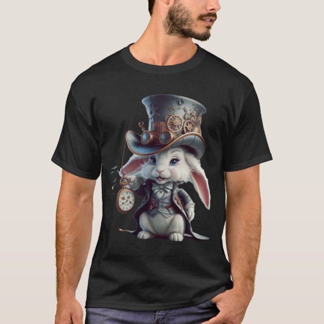 Camiseta El conejo Steampunk del Controlador del Tiempo (Anverso)