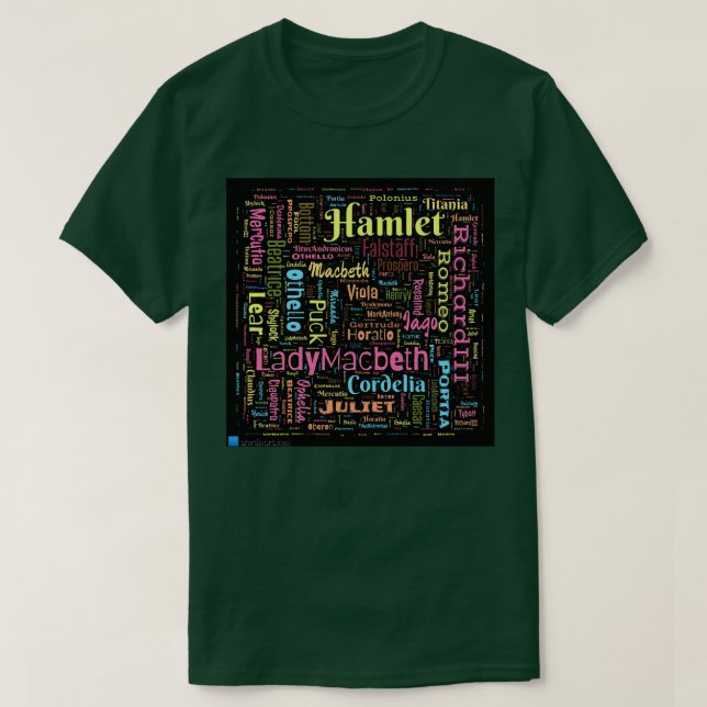 Camiseta El conjunto de caracteres de Shakespeare (Diseño del anverso)