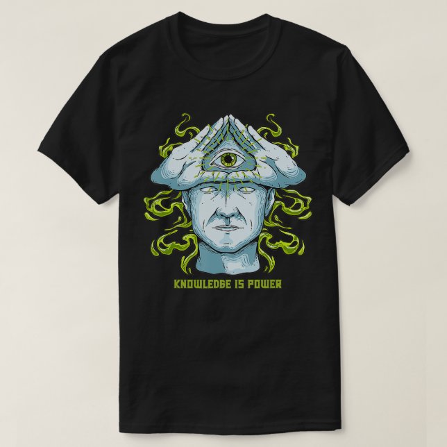 Camiseta El Conocimiento Es Poder Iluminati Pirámide Allvie (Diseño del anverso)