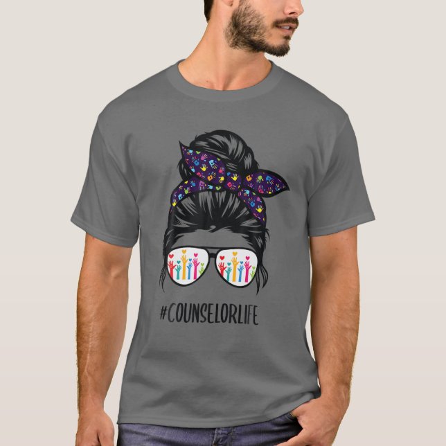 Camiseta El Consejero Life Messy Bun Hair Glass De Vuelta A (Anverso)