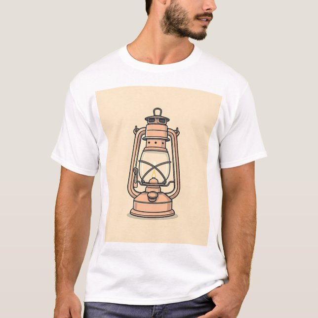Camiseta El contorno de una lámpara de queroseno tradiciona (Anverso)