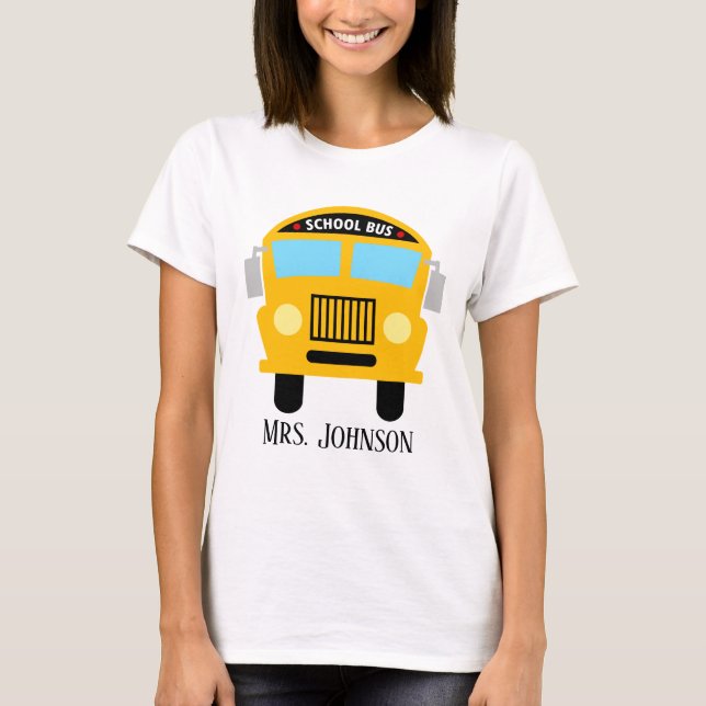 Camiseta El controlador de bus de escuela corta agrega nomb (Anverso)