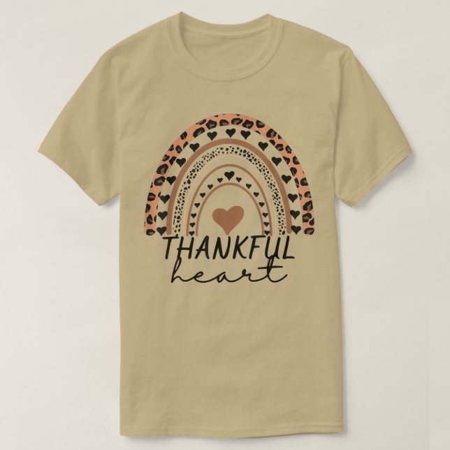 Camiseta El Corazón Agradecido Boho Leopard Rainbow Otoño C (Diseño del anverso)