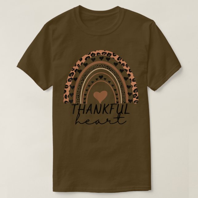 Camiseta El Corazón Agradecido Boho Leopard Rainbow Otoño C (Diseño del anverso)