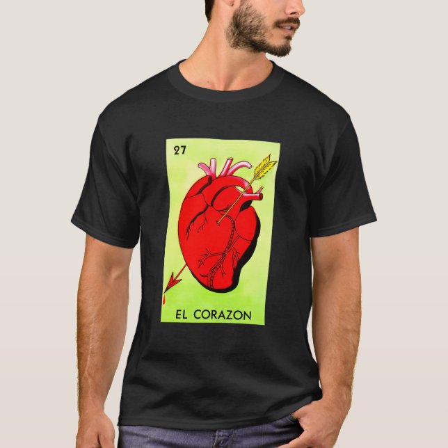 Camiseta El Corazon - Cartas de lotería mexicana Lotto Mexi (Anverso)