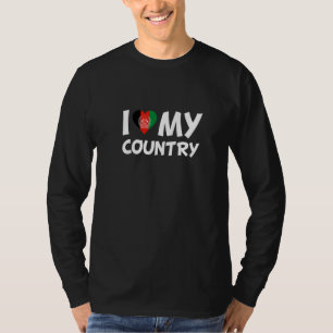 Camiseta El corazón de la bandera afgana me encanta mi país
