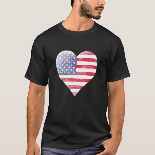 Camiseta El corazón de la Bandera Americana, de aspecto tem (Anverso)