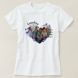 Camiseta El corazón de la flor de la abuela con los nombres