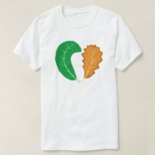 Camiseta El corazón de la naturaleza Hojas verdes y marrone