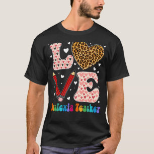 Camiseta El corazón del amor Dyslexia Teacher Leopard Plaid