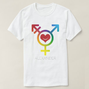 Camiseta El corazón del arcoiris transgénero sonríe a Perso