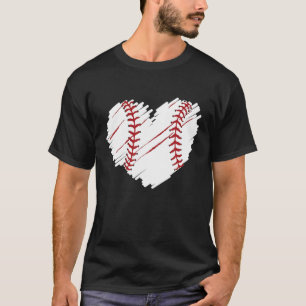 Camiseta El corazón del béisbol se aburre mamá papá hombres